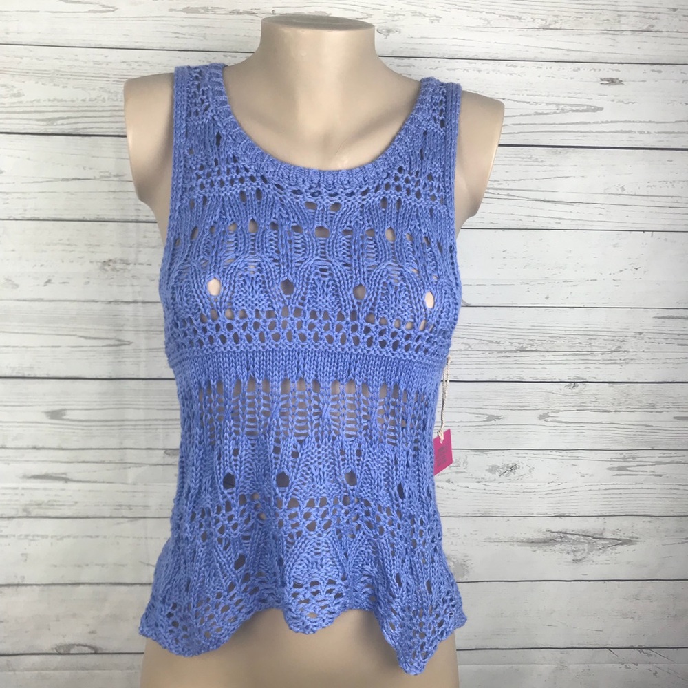 Poof Summer Crochet Knit Tank Size Small